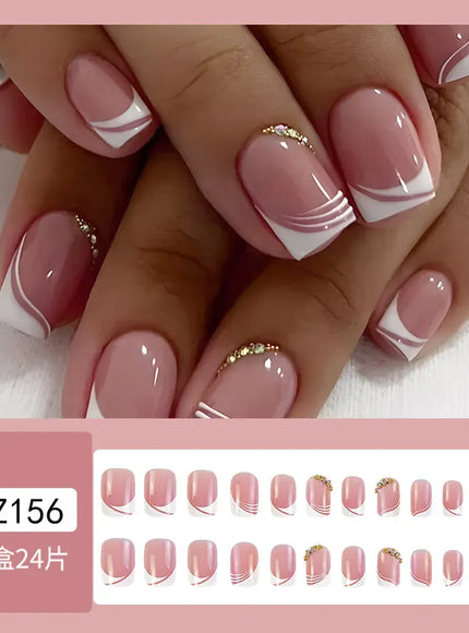 KissICON KissIcon False Nail Full Cover Pink Glitter Nails