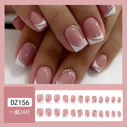 KissICON KissIcon False Nail Full Cover Pink Glitter Nails