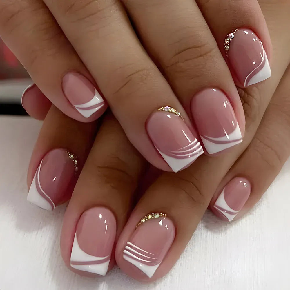 KissICON KissIcon False Nail Full Cover Pink Glitter Nails
