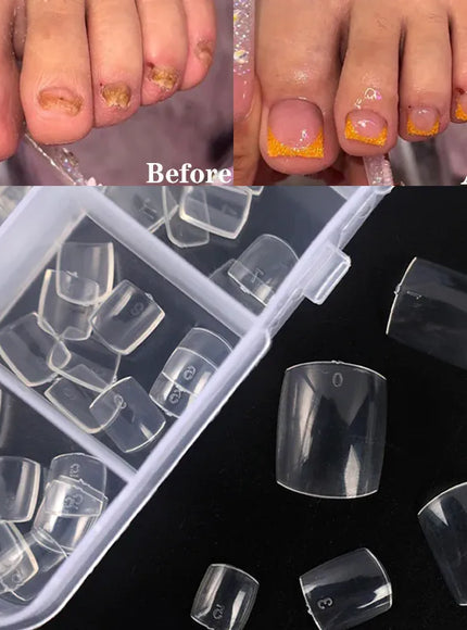 KissICON KissIcon False Toe Nails 100Pcs Natural White Clear