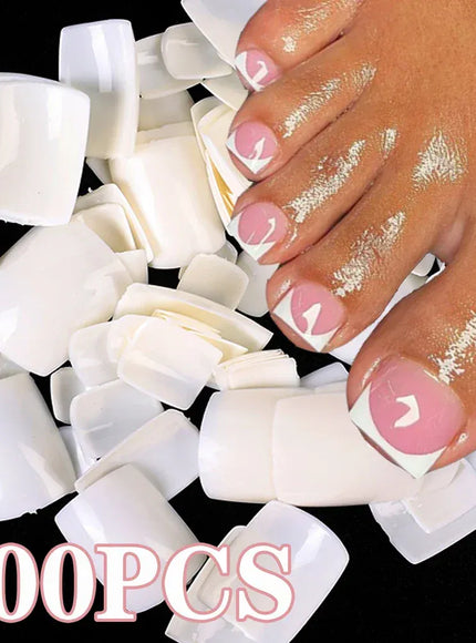 KissICON KissIcon False Toe Nails 100Pcs Natural White Clear