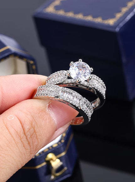 KissICON KissIcon Fashion Womens Two Piece Ring Zircon - Lightweight