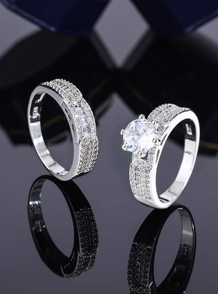 KissICON KissIcon Fashion Womens Two Piece Ring Zircon - Lightweight