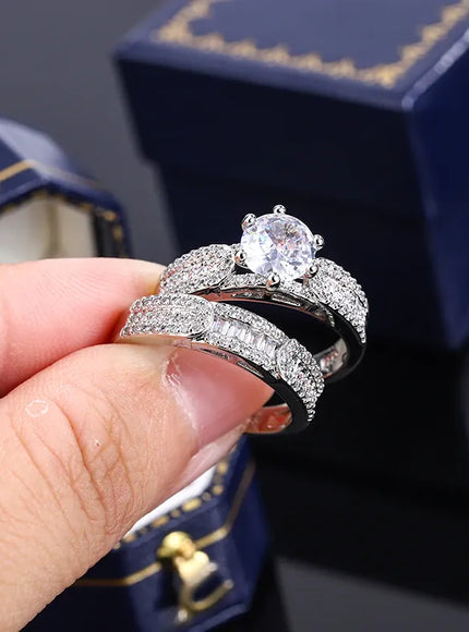 KissICON KissIcon Fashion Womens Two Piece Ring Zircon - Lightweight
