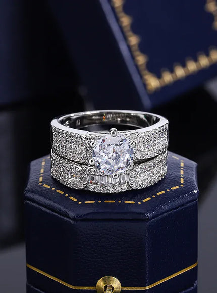 KissICON KissIcon Fashion Womens Two Piece Ring Zircon - Lightweight
