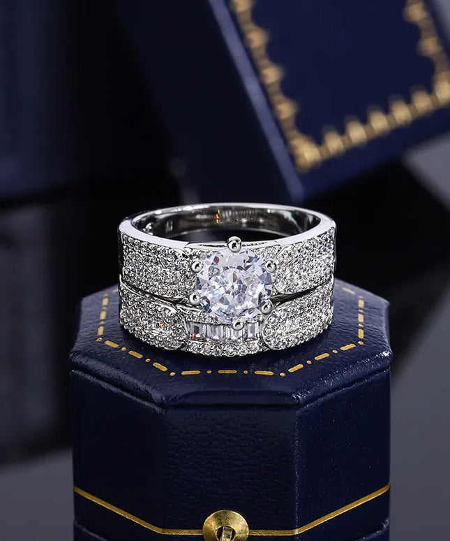 KissICON KissIcon Fashion Womens Two Piece Ring Zircon - Lightweight