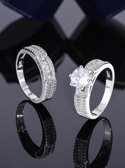 KissICON KissIcon Fashion Womens Two Piece Ring Zircon - Lightweight