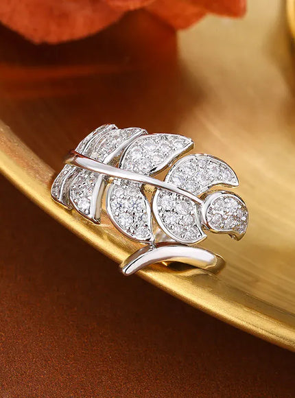 KissICON KissIcon Feather Shaped Adjustable Ring - Sparkling Zircon