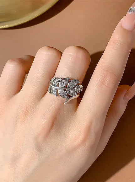 KissICON KissIcon Feather Shaped Adjustable Ring - Sparkling Zircon