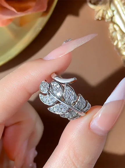 KissICON KissIcon Feather Shaped Adjustable Ring - Sparkling Zircon