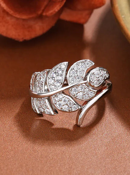 KissICON KissIcon Feather Shaped Adjustable Ring - Sparkling Zircon