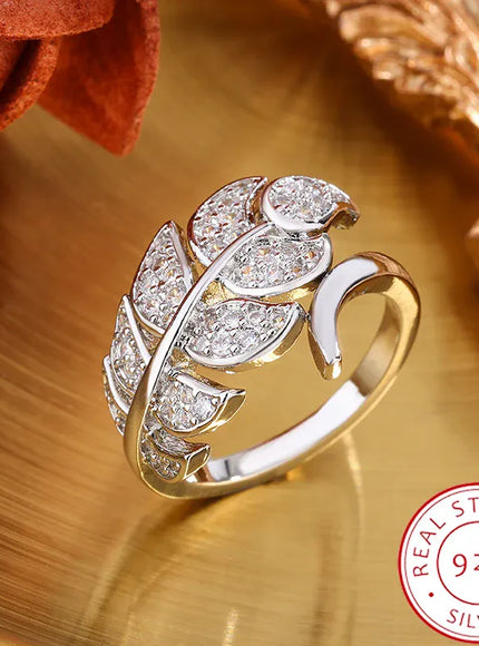 KissICON KissIcon Feather Shaped Adjustable Ring - Sparkling Zircon