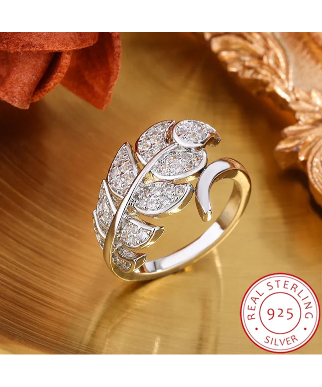 KissICON KissIcon Feather Shaped Adjustable Ring - Sparkling Zircon