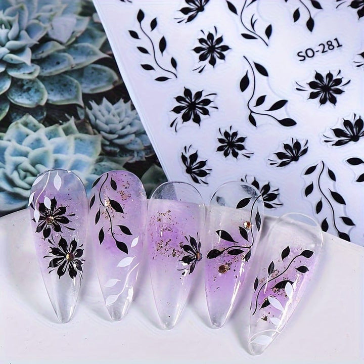 KissIcon Floral Nail Stickers - Self Adhesive Flowers
