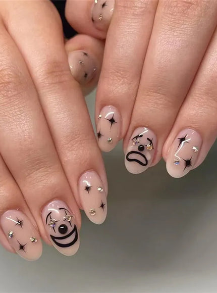 KissICON KissIcon Flower Almond False Nails Blue White -