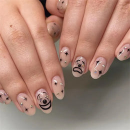 KissICON KissIcon Flower Almond False Nails Blue White -