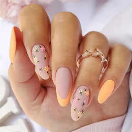 KissICON KissIcon Flower Almond False Nails Blue White -