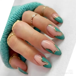 KissICON KissIcon Flower Almond False Nails Blue White -