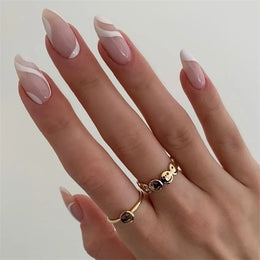 KissICON KissIcon Flower Almond False Nails Blue White -