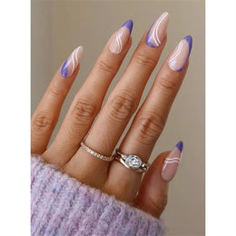KissICON KissIcon Flower Almond False Nails Blue White -