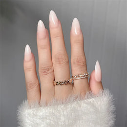 KissICON KissIcon Flower Almond False Nails Blue White -