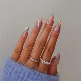 KissICON KissIcon Flower Almond False Nails Blue White -