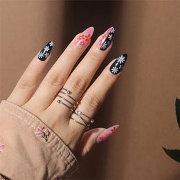 KissICON KissIcon Flower Almond False Nails Blue White -