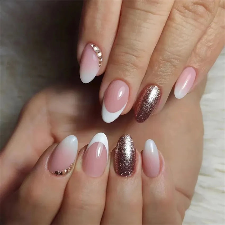 KissICON KissIcon Flower Almond False Nails Blue White -