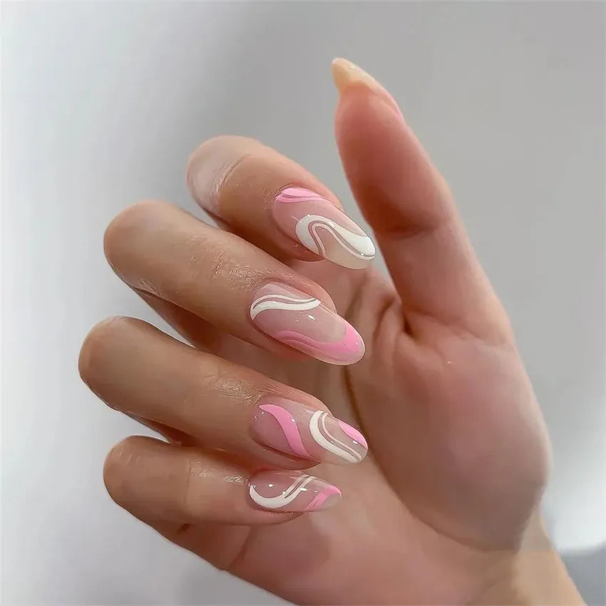 KissICON KissIcon Flower Almond False Nails Blue White -