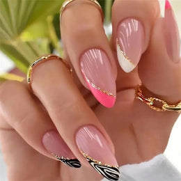 KissICON KissIcon Flower Almond False Nails Blue White -