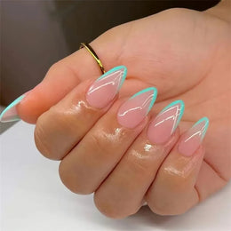 KissICON KissIcon Flower Almond False Nails Blue White -