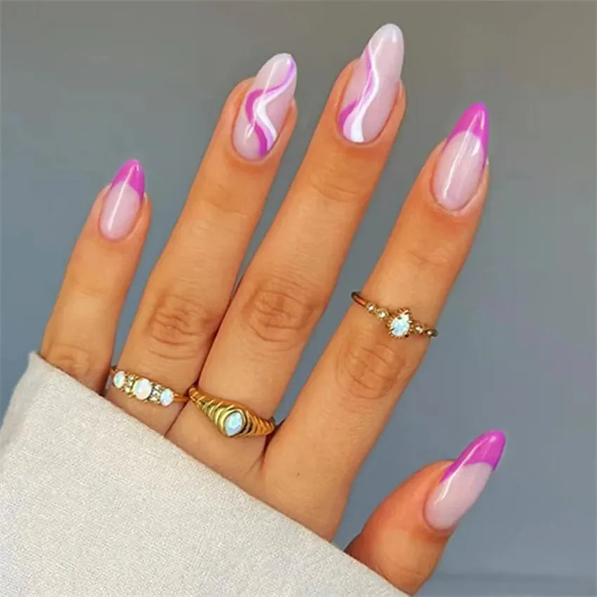 KissICON KissIcon Flower Almond False Nails Blue White -