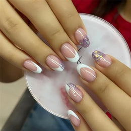 KissICON KissIcon Flower Almond False Nails Blue White -