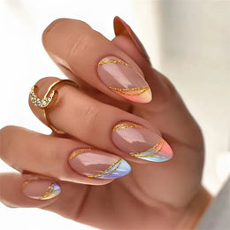 KissICON KissIcon Flower Almond False Nails Blue White -