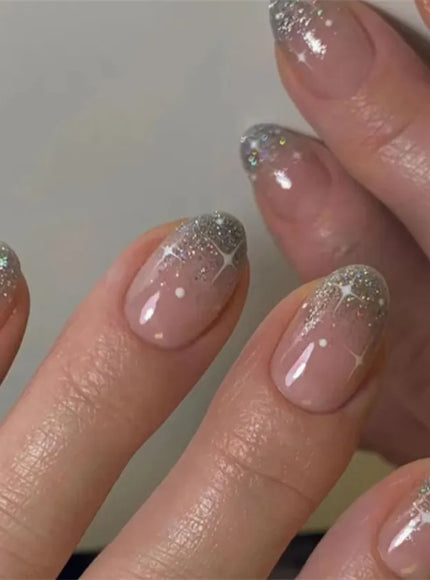 KissICON KissIcon Flower Almond False Nails Blue White -