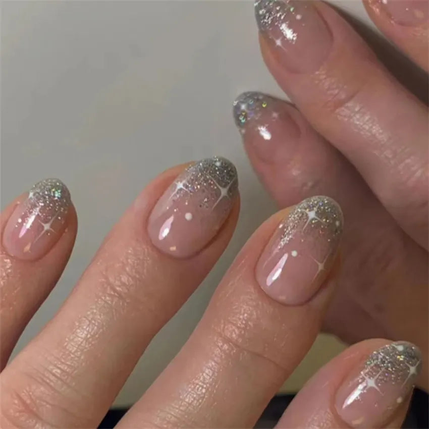 KissICON KissIcon Flower Almond False Nails Blue White -