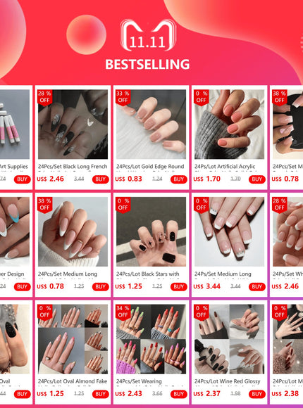 KissICON KissIcon Flower Almond False Nails Blue White -
