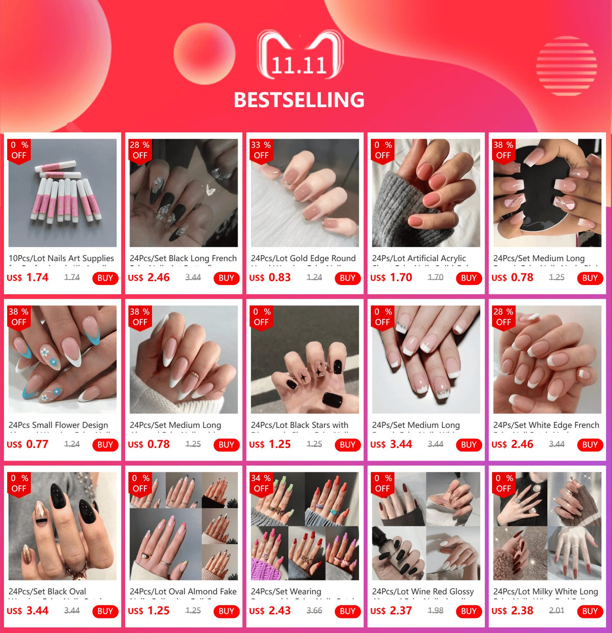 KissICON KissIcon Flower Almond False Nails Blue White -
