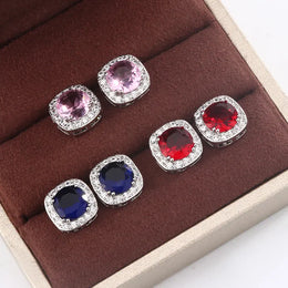 Dropshipman KissIcon Geometric Blue Red Stud Earrings - Everyday Shine