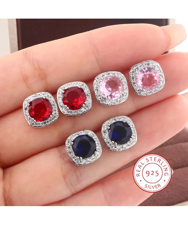 Dropshipman KissIcon Geometric Blue Red Stud Earrings - Everyday Shine