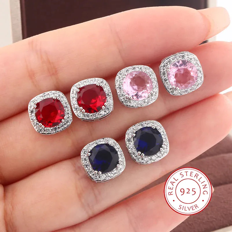 Dropshipman KissIcon Geometric Blue Red Stud Earrings - Everyday Shine