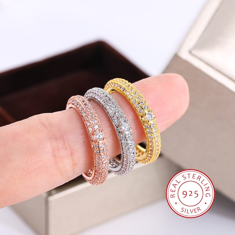KissICON KissIcon Geometric White Zircon Ring - Silver Plated Shine