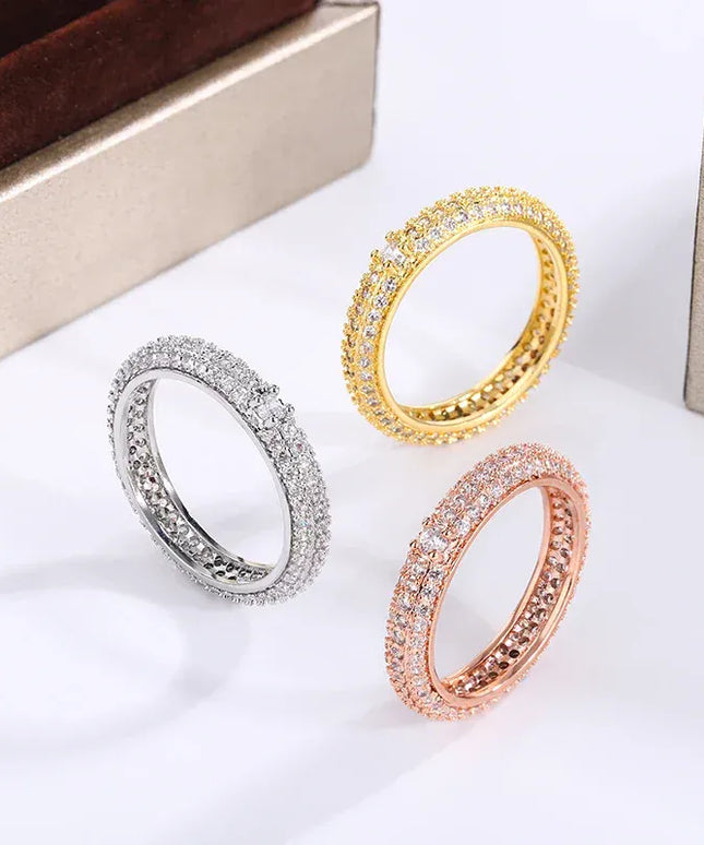 KissICON KissIcon Geometric White Zircon Ring - Silver Plated Shine