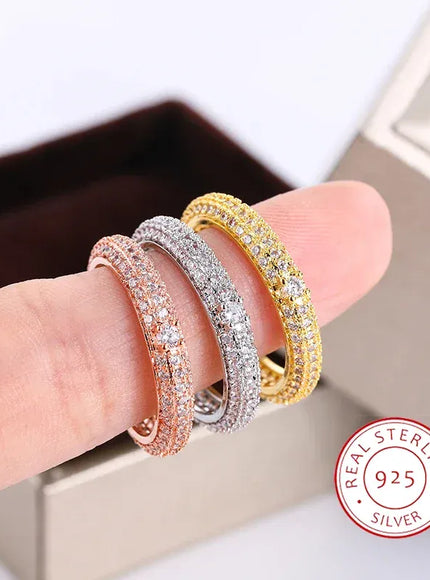 KissICON KissIcon Geometric White Zircon Ring - Silver Plated Shine