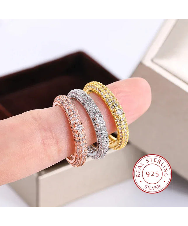 KissICON KissIcon Geometric White Zircon Ring - Silver Plated Shine