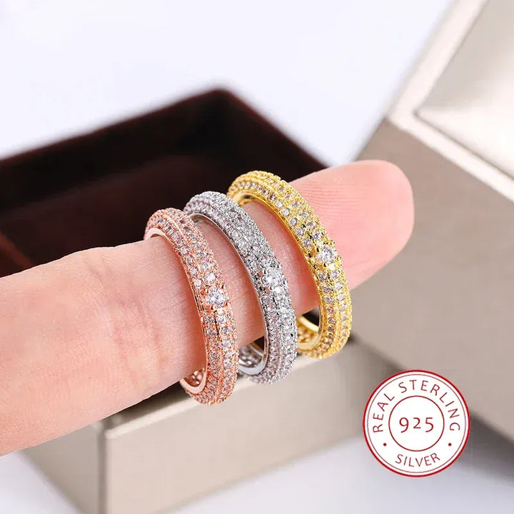KissIcon Geometric White Zircon Ring - Silver Plated Shine