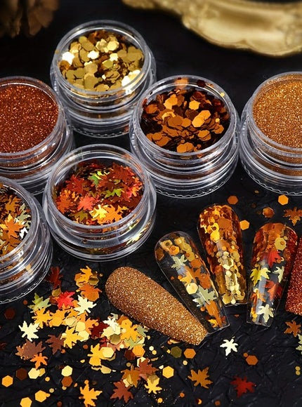 KissICON KissIcon Golden Maple Leaf Nail Sequins - Autumn