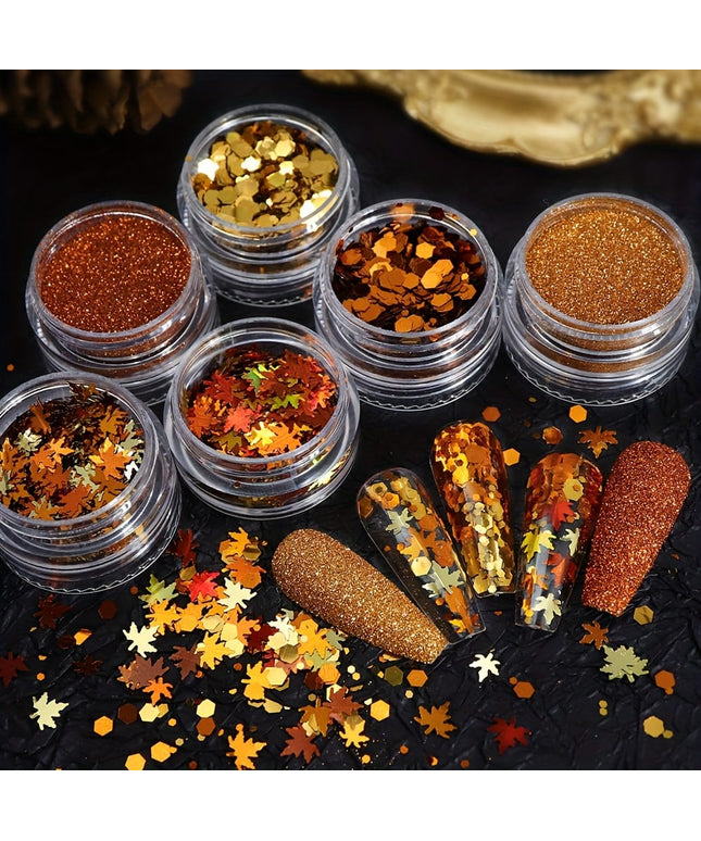 KissICON KissIcon Golden Maple Leaf Nail Sequins - Autumn