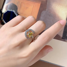 KissICON KissIcon Golden Star Moon CZ Ring - Celestial Ring Design