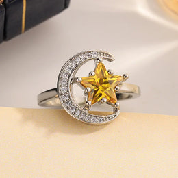 KissICON KissIcon Golden Star Moon CZ Ring - Celestial Ring Design